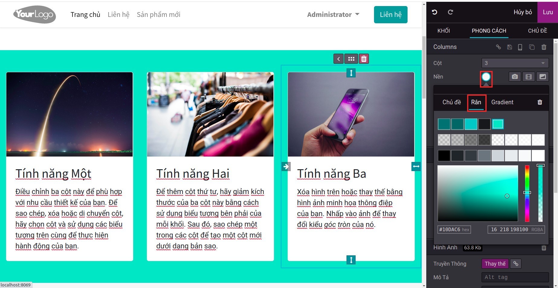 Thay đổi màu nền