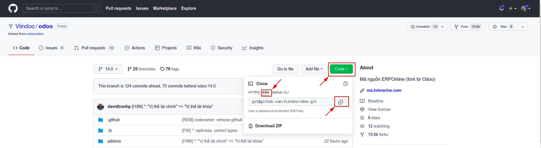 Lấy mã nguồn Odoo từ Github