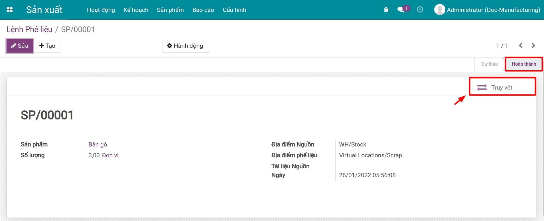 Truy vết sản phẩm phế liệu