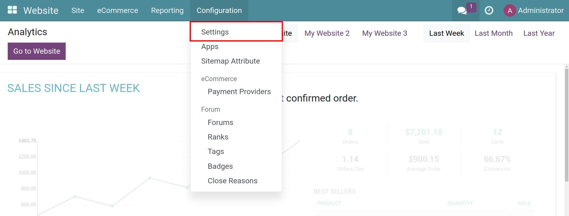 Set up the Website app