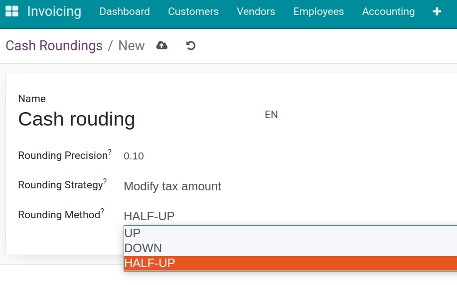 Cash rounding- Modify as tax amount - Viindoo Accounting