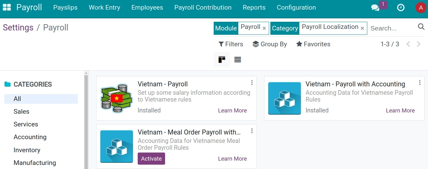 Payroll localization in Viindoo