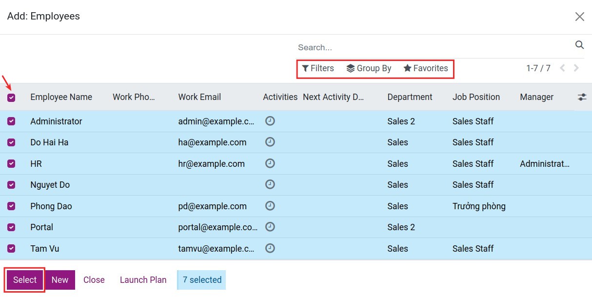 Filter employees to generate payslips - Payroll management software Viindoo