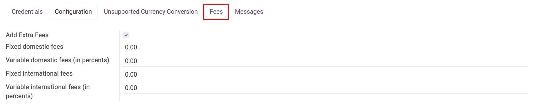 Fees tab - Viindoo Accounting
