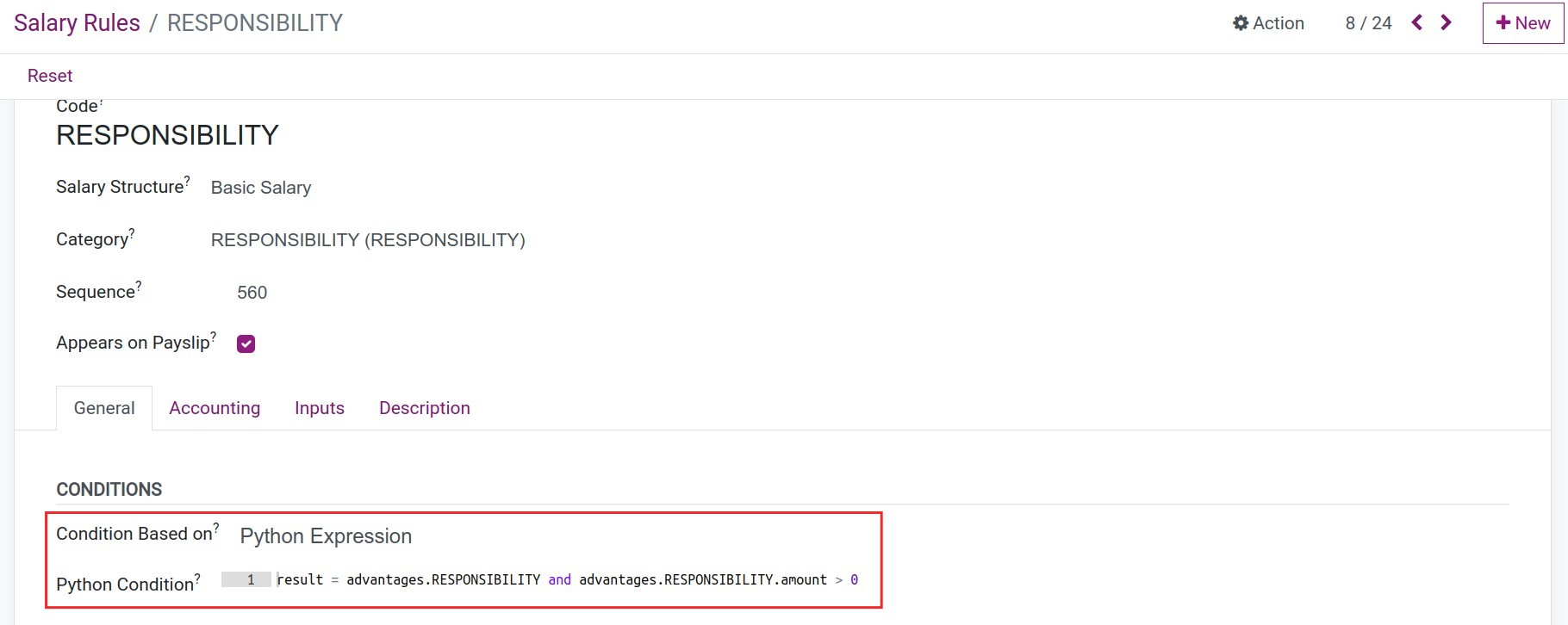Python expression condition Salary Rule Payroll Viindoo