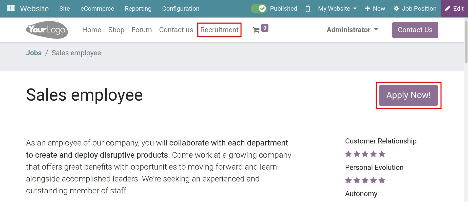 Click the Apply Now button on the website