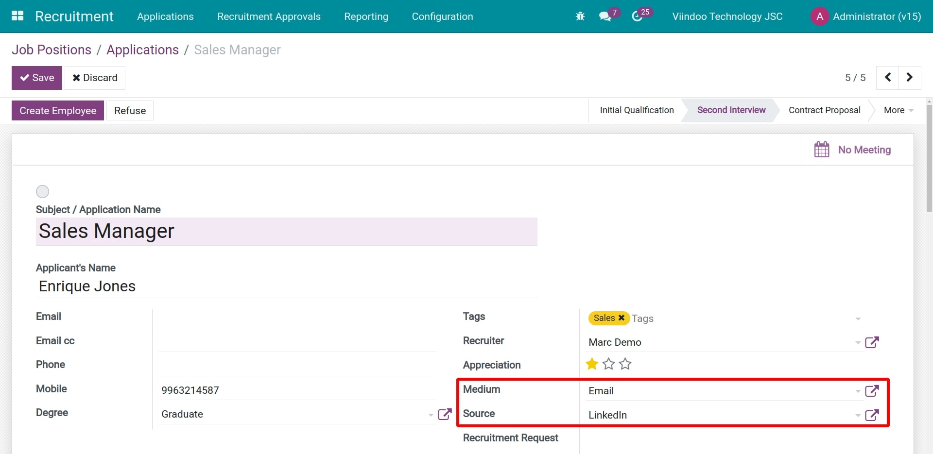 Create application from email source