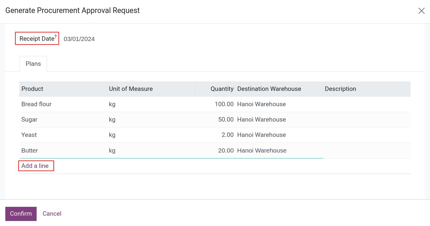 Information of products to be bought