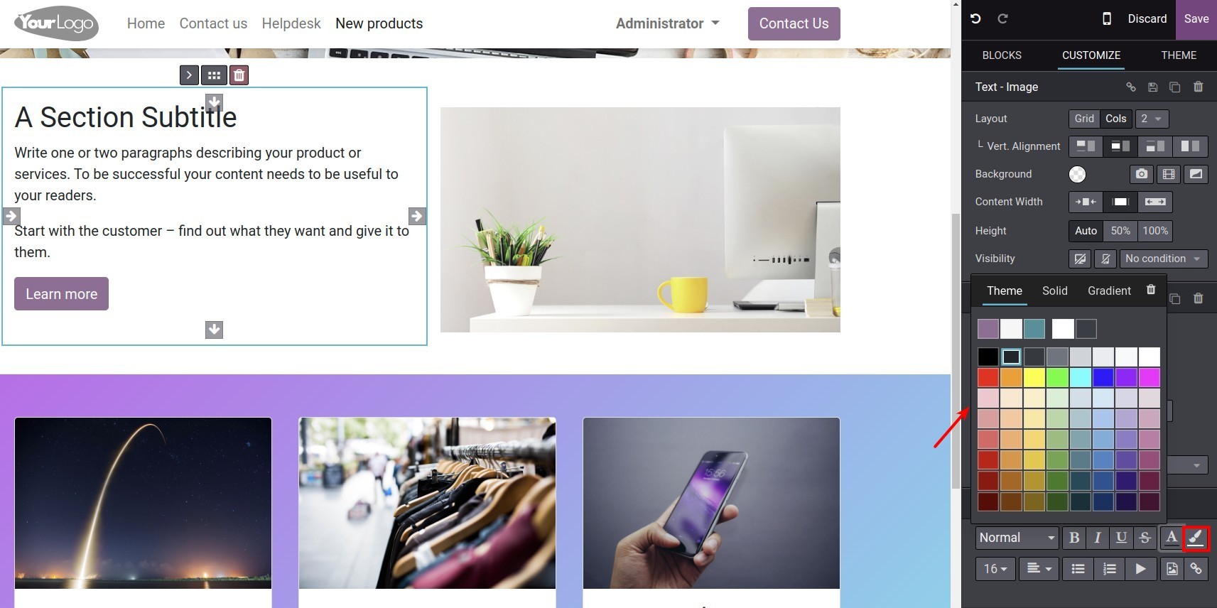 Edit the color of background