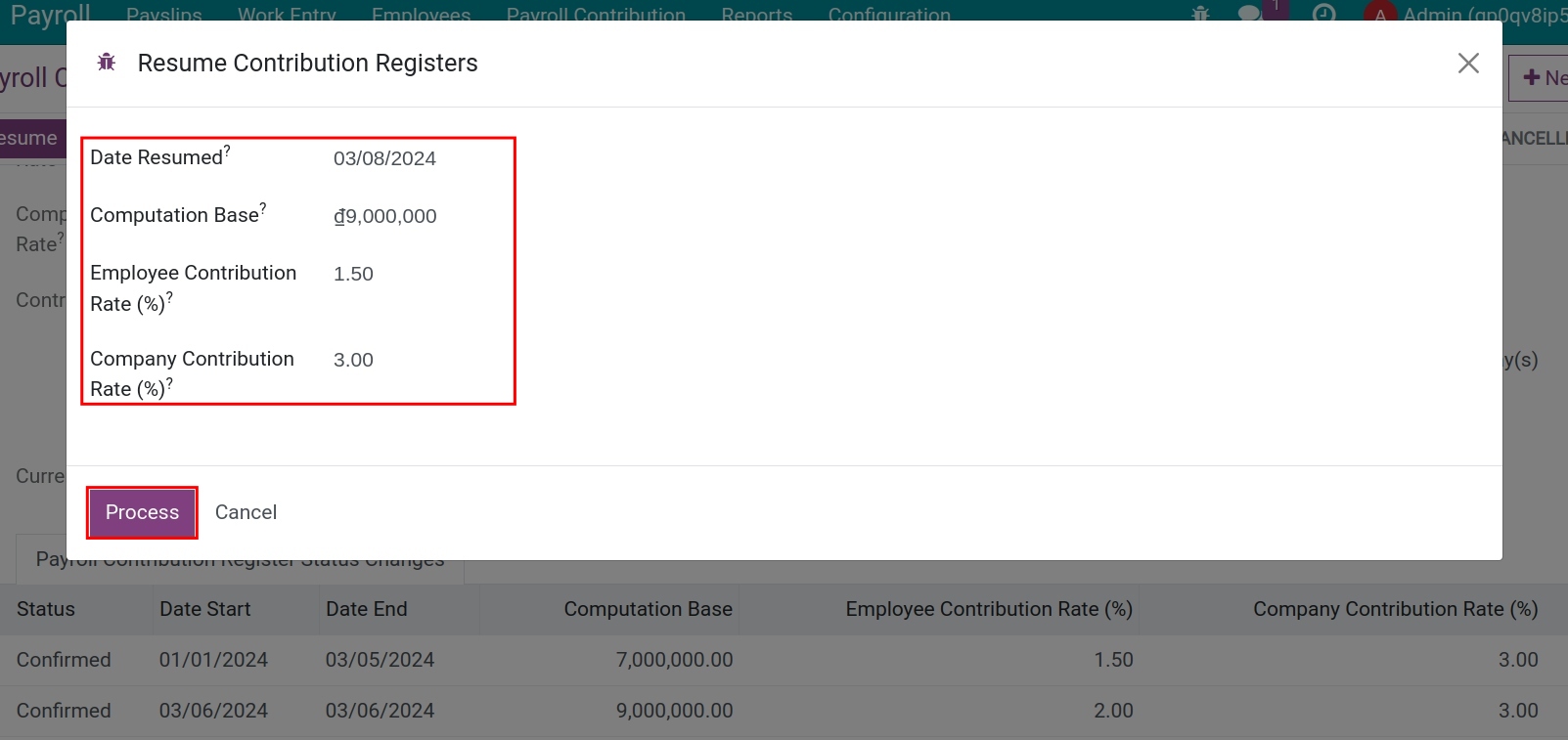 Resume a suspended record of paid insurance