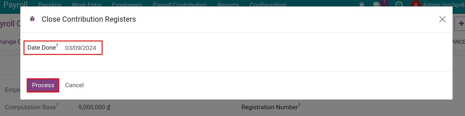 Close a record of insurance contribution registration