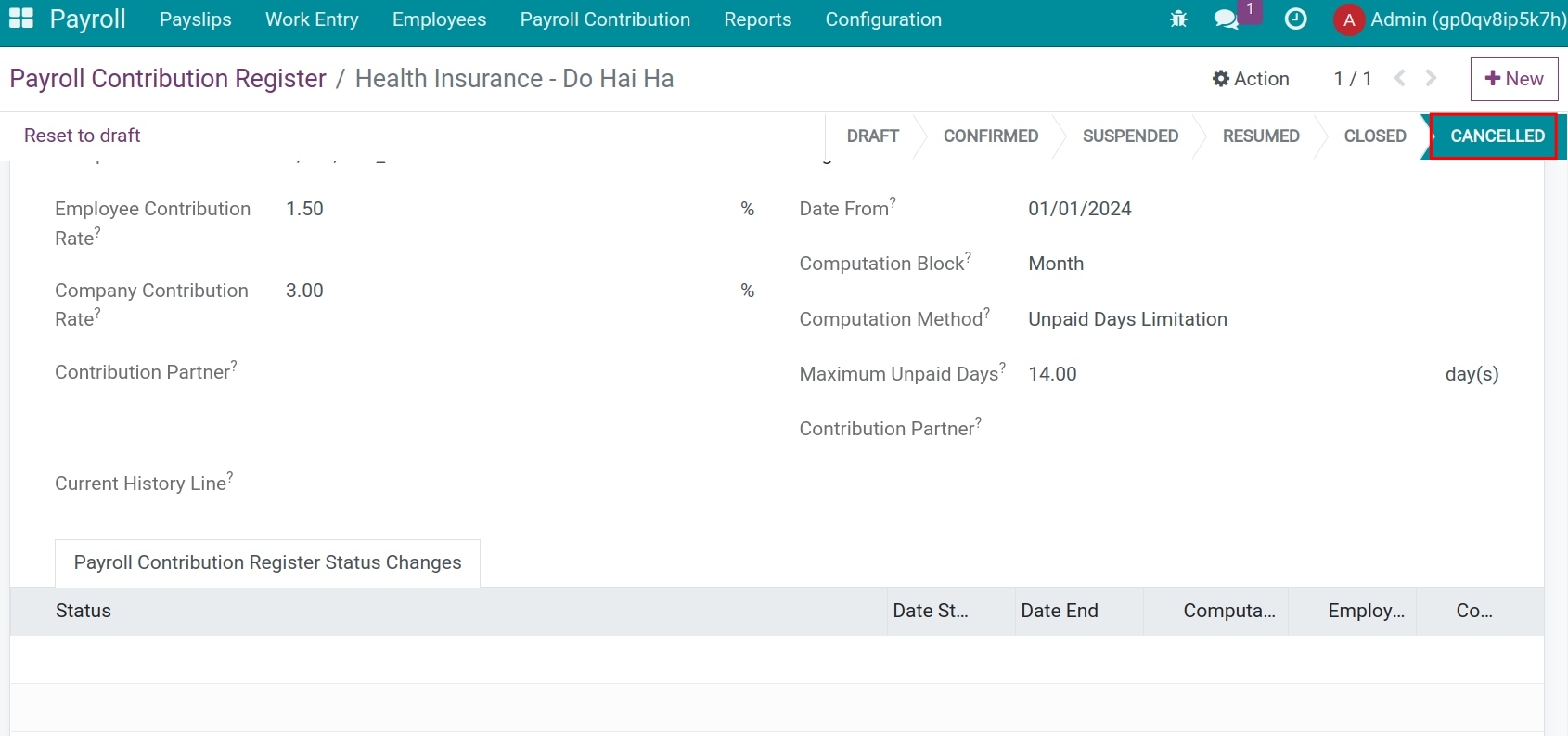 Cancel a record of insurance contribution