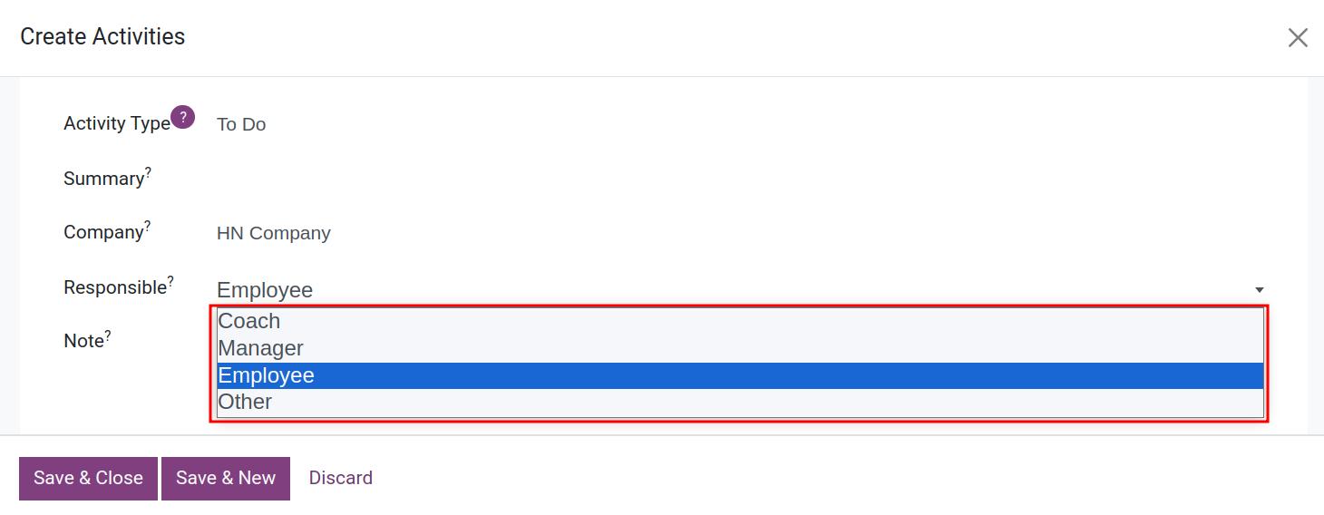 Choose activity type
