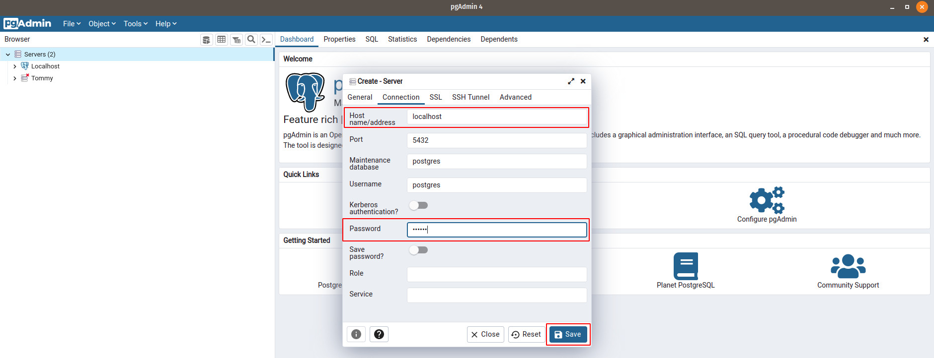 Cấu hình pgAdmin 4