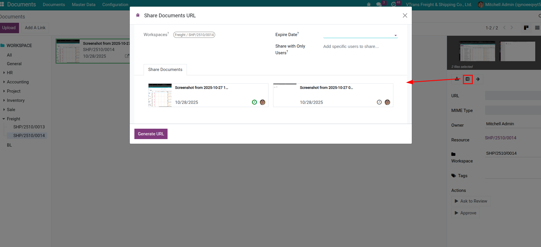 Document sharing options