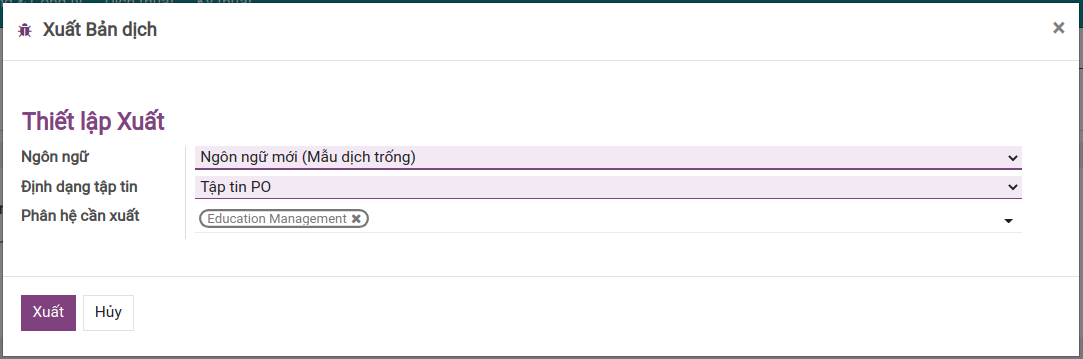 Xuất file dịch viin_education.pot