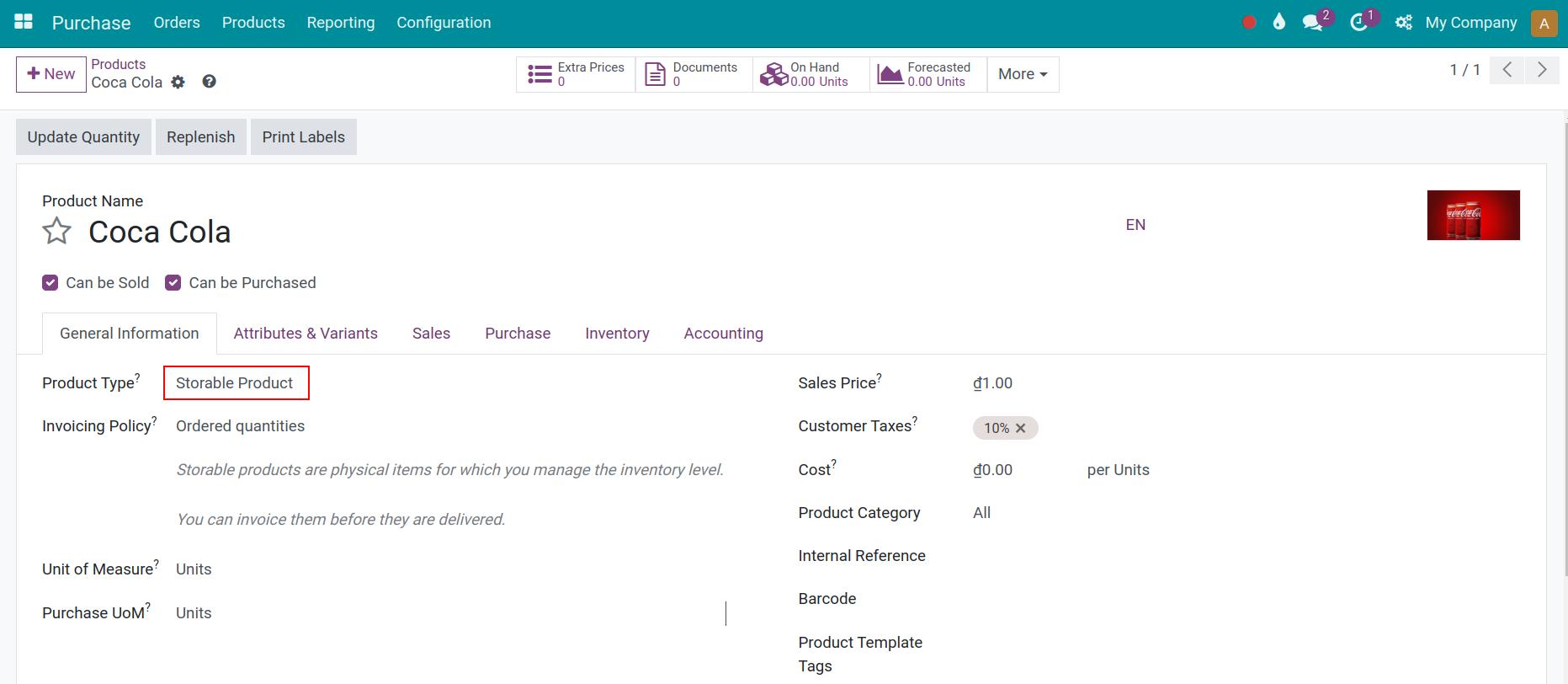 Storable product type
