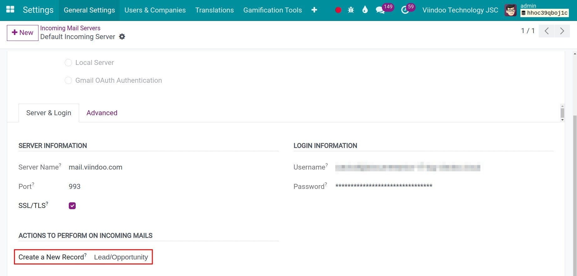 Configure external email servers on crm software - viindoo