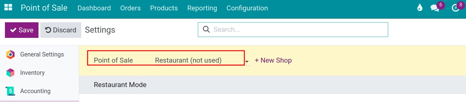 Select the desired pos for setup