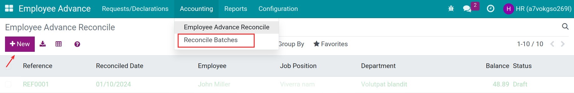 Create batch reconciliation