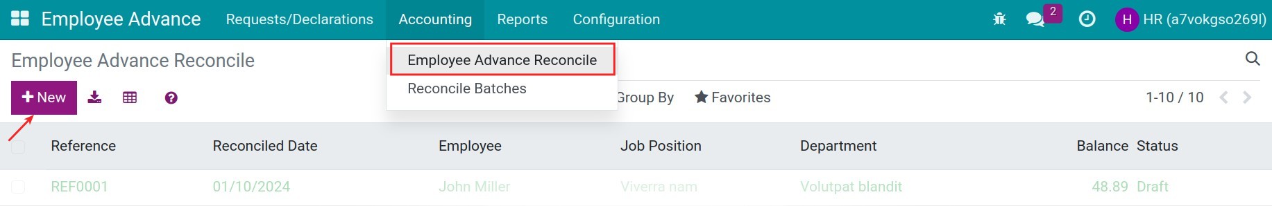 Create reconciliation slips