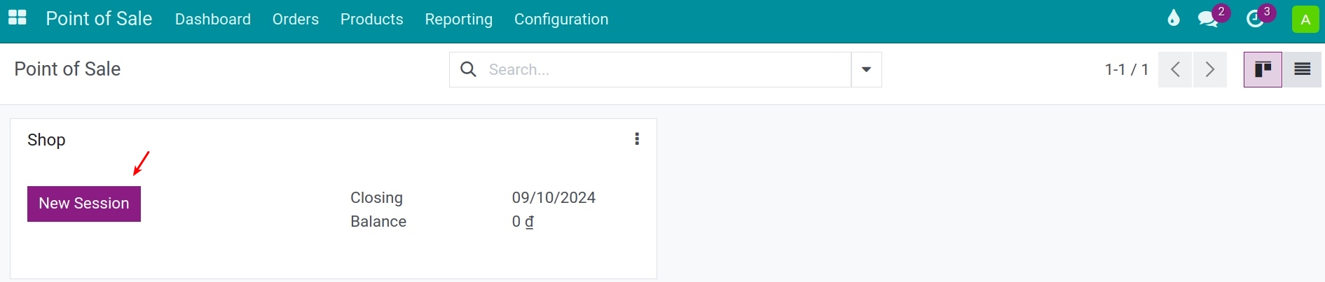 Create new session in Viindoo POS