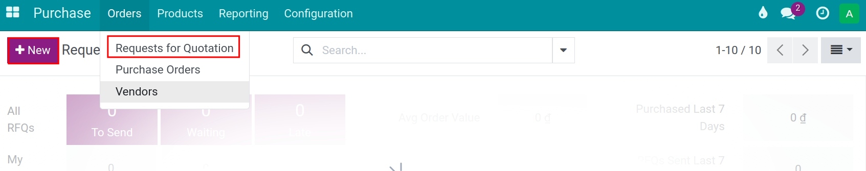 Quotation creation Purchase app ERP Viindoo