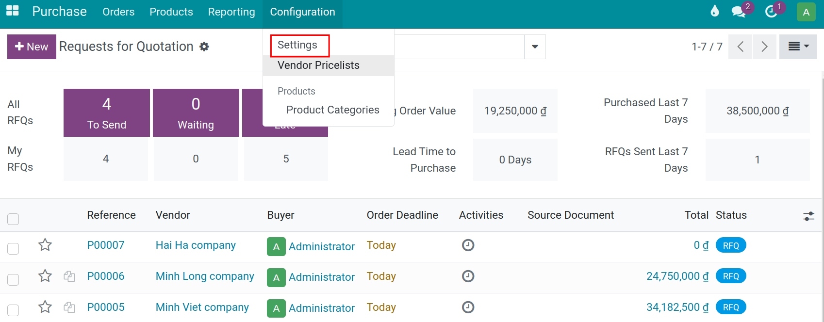 Configuring the Bill Control in Viindoo Purchase Management module