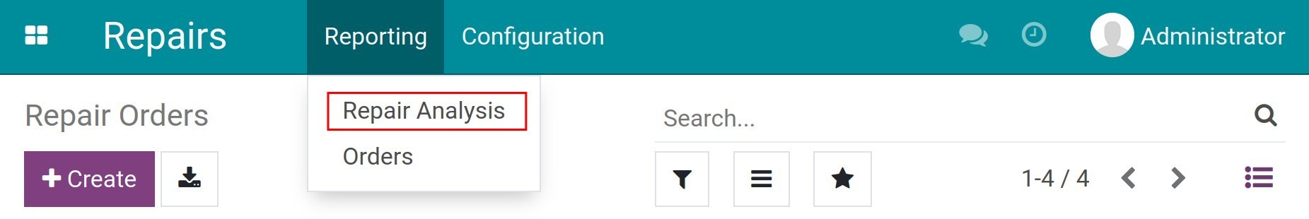 View Repair Analysis in Viindoo