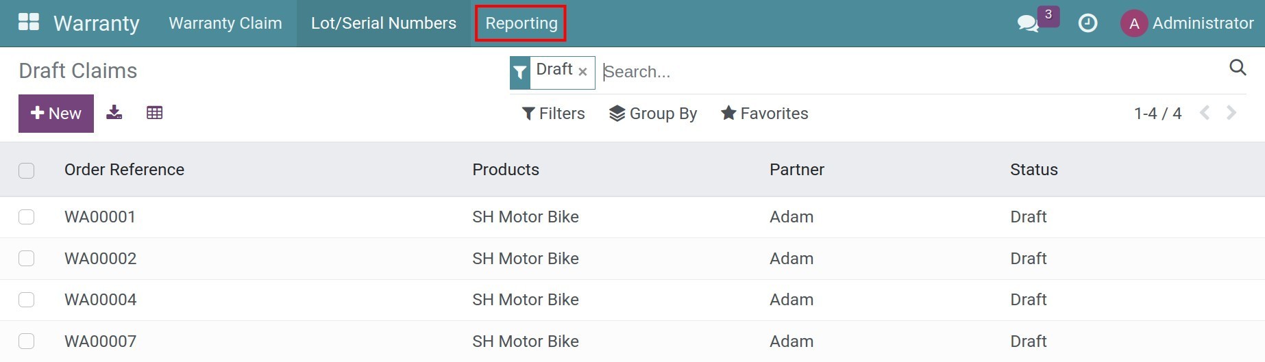 View reports in Viindoo Warranty app