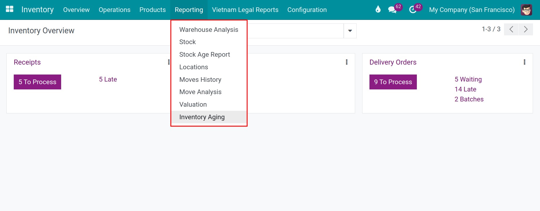 The default reports of Viindoo