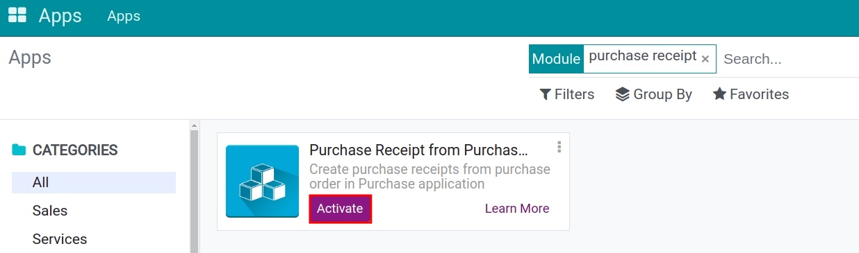 Purchase Receipts module in Viindoo