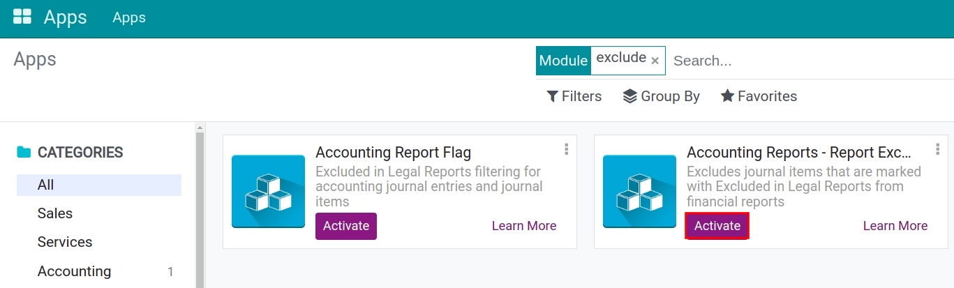 Install Accounting Reports - Report Exclusion module in Viindoo Accounting app