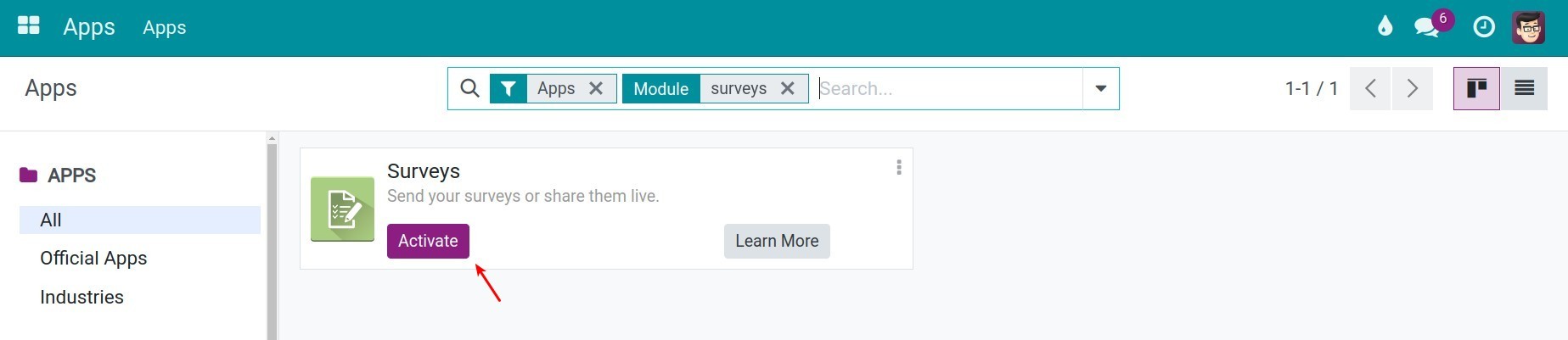 Install Surveys module
