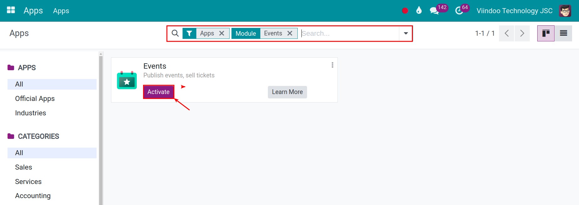 Install the Events app