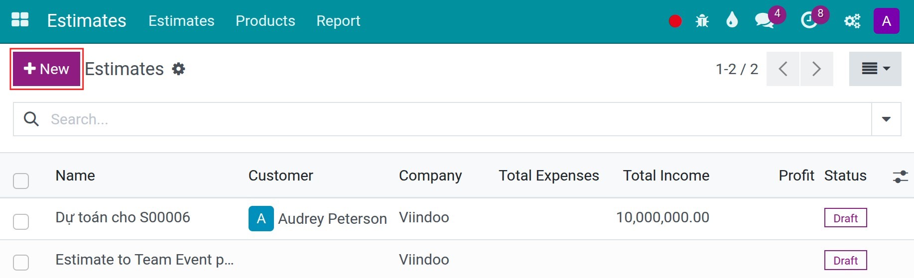 Create a new estimate