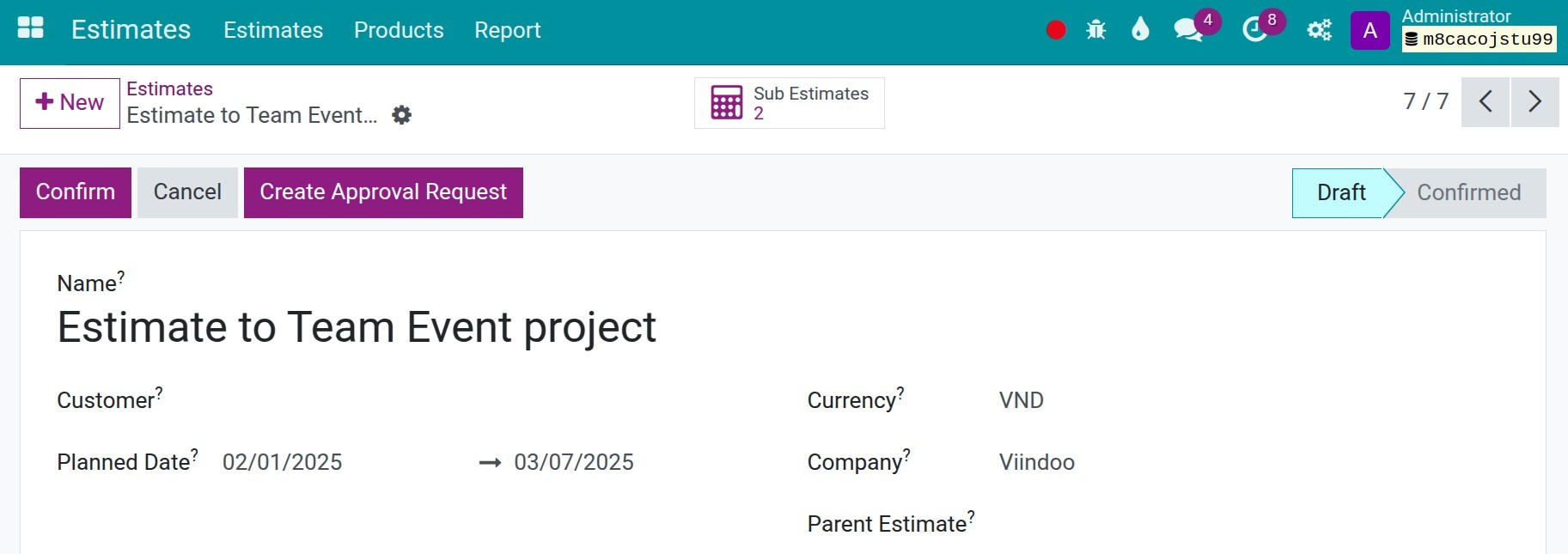Create a new estimate