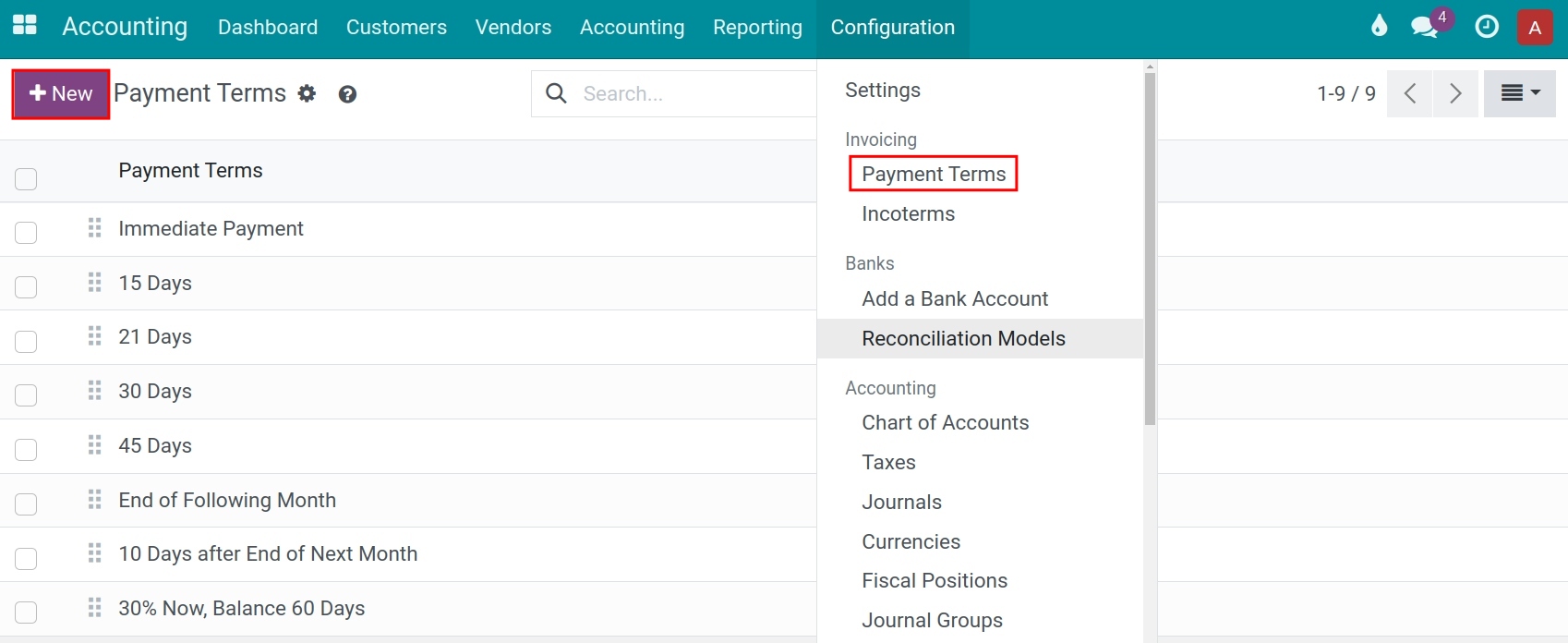 Payment terms - Viindoo Accounting