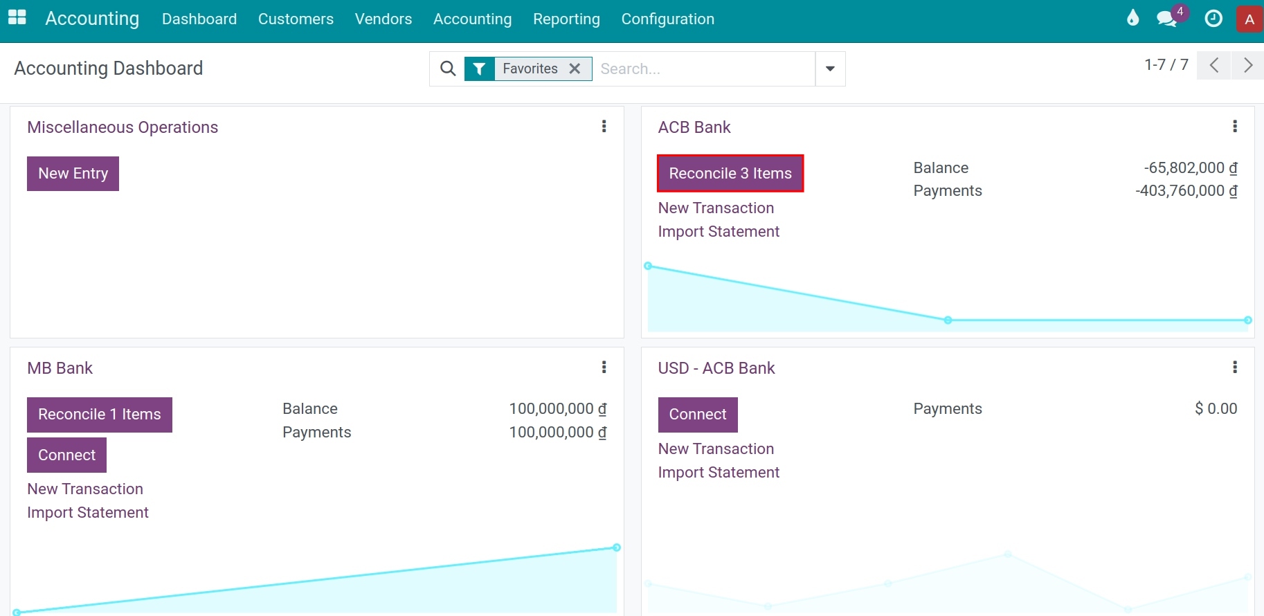 Bank statements form in Viindoo app