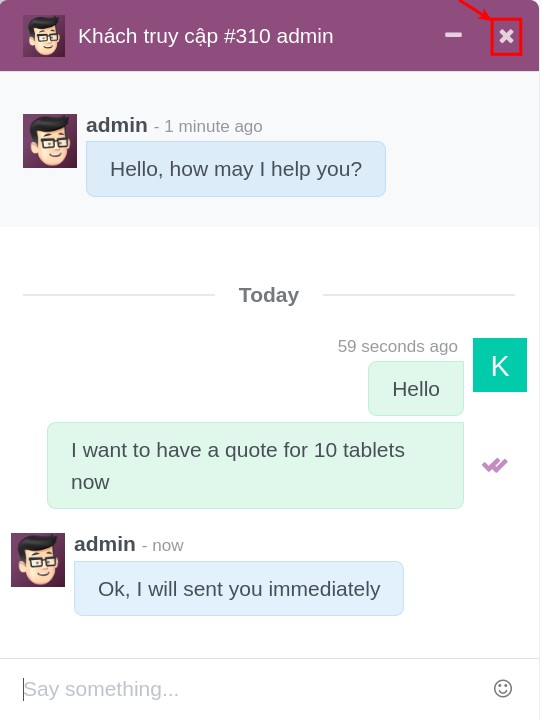 Close the live chat