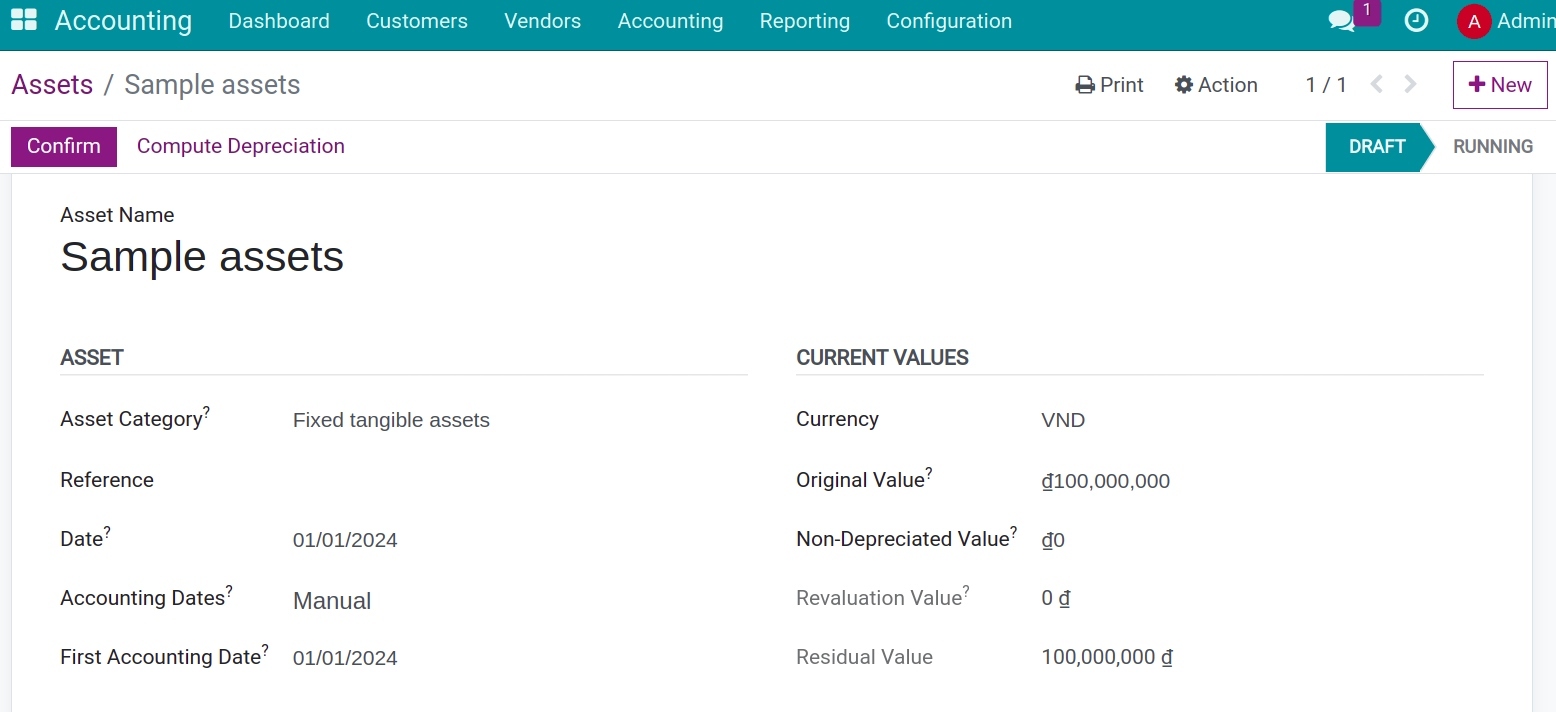 Manually create an asset in Viindoo