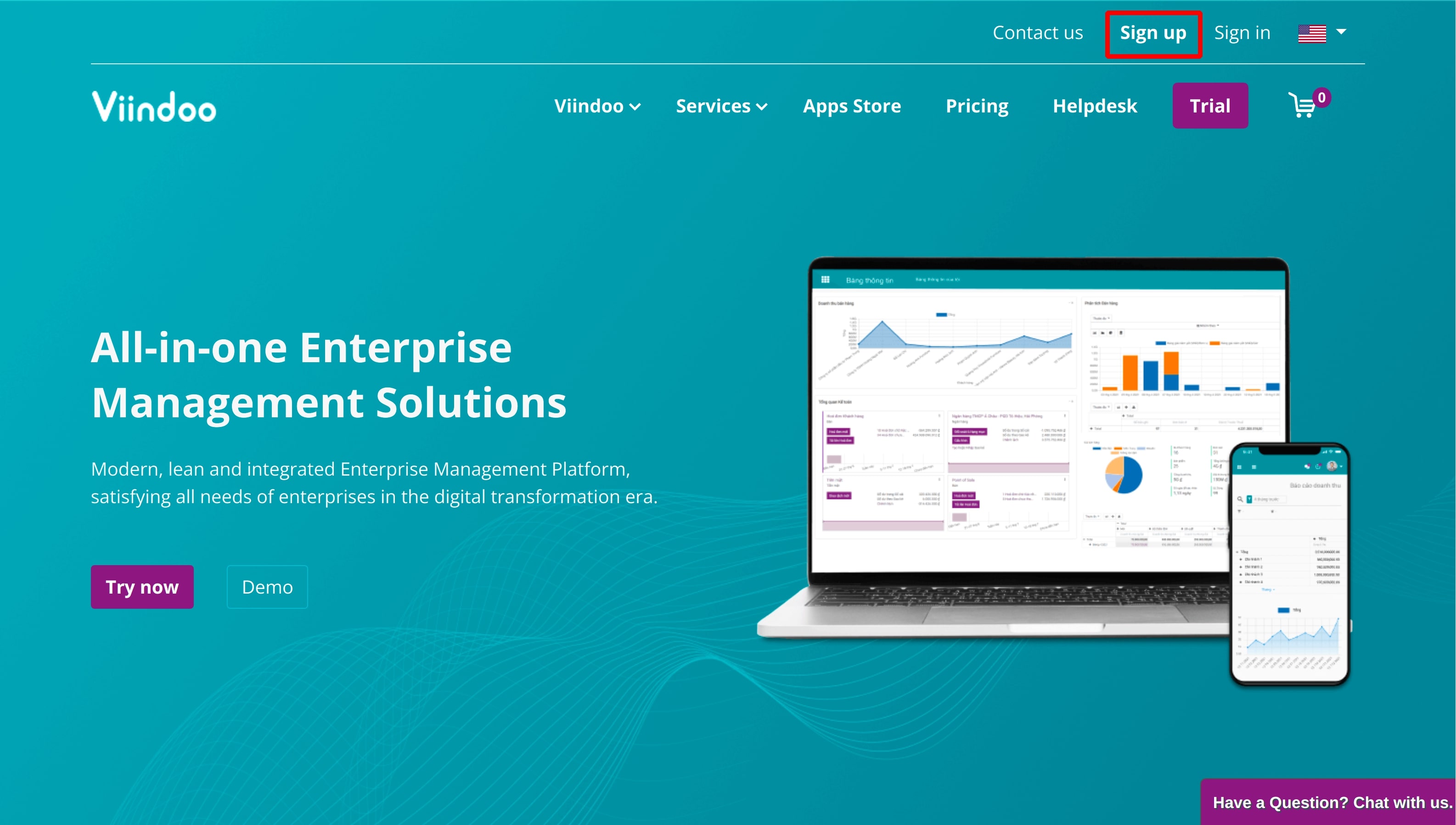 sign up at Homepage Viindoo