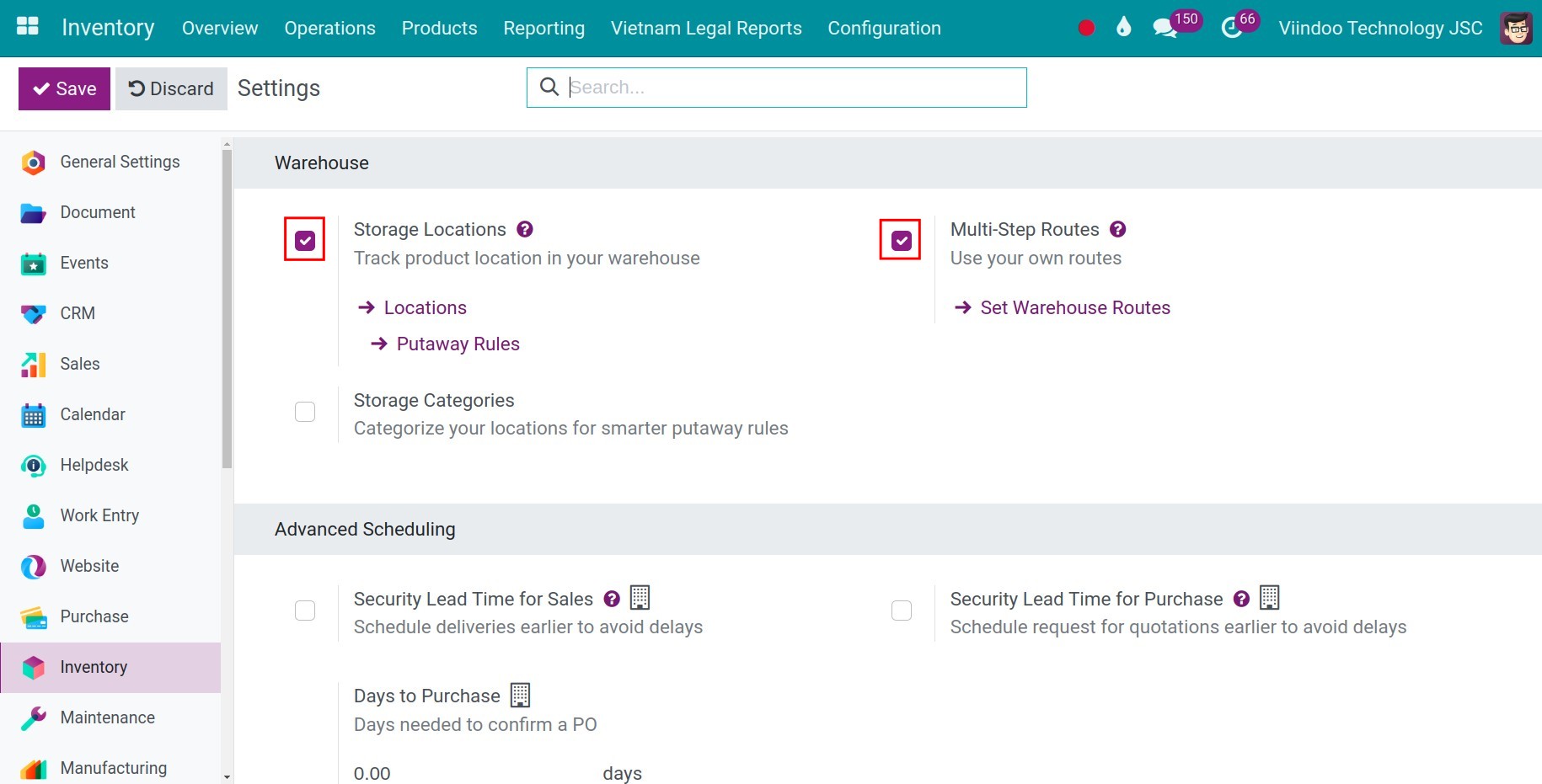 Activate multi warehouses in Viindoo