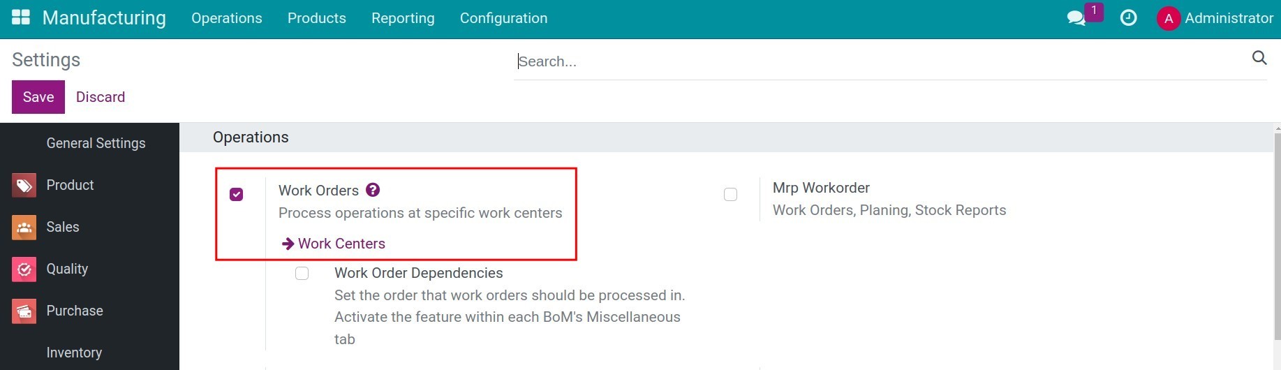 Enable work orders feature