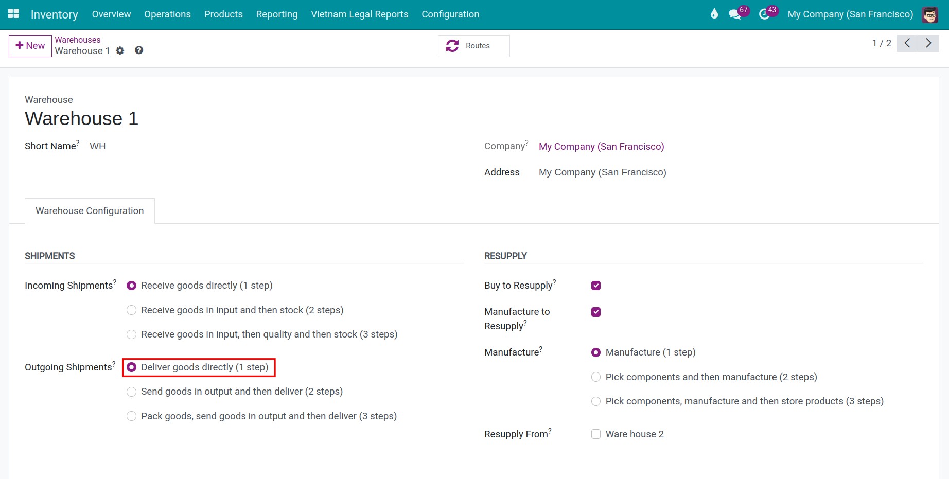 Activate one-step delivery process feature