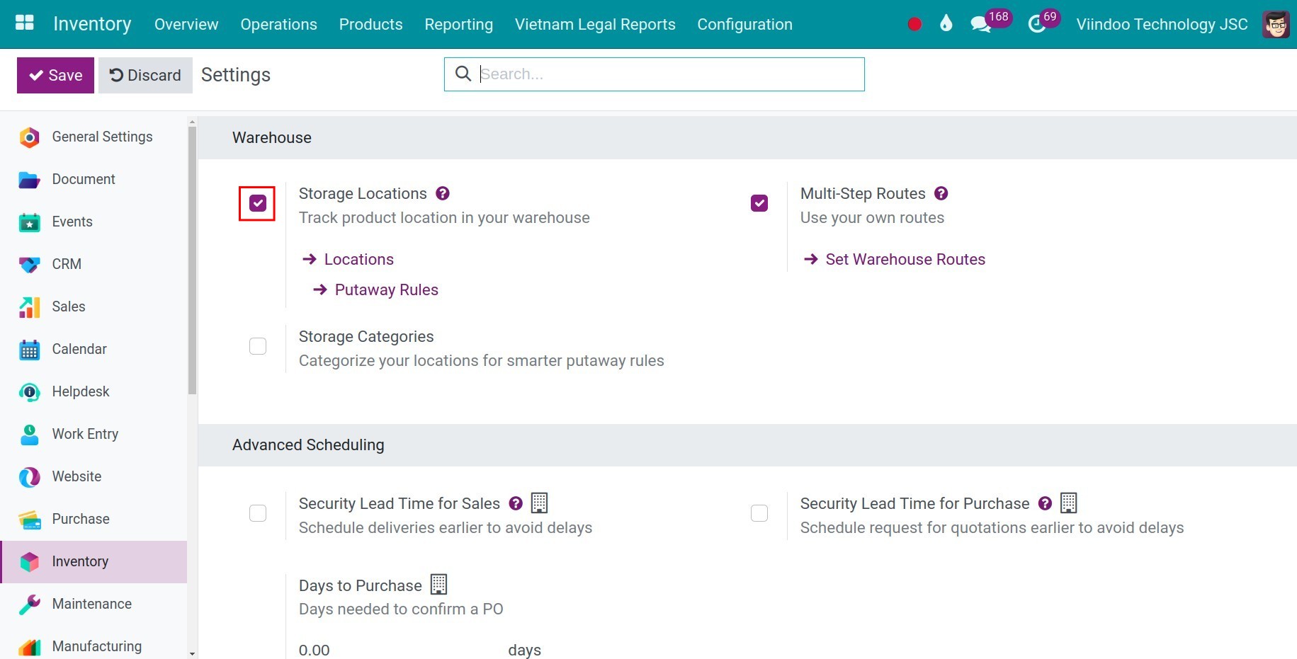 Enabled the storage categories feature