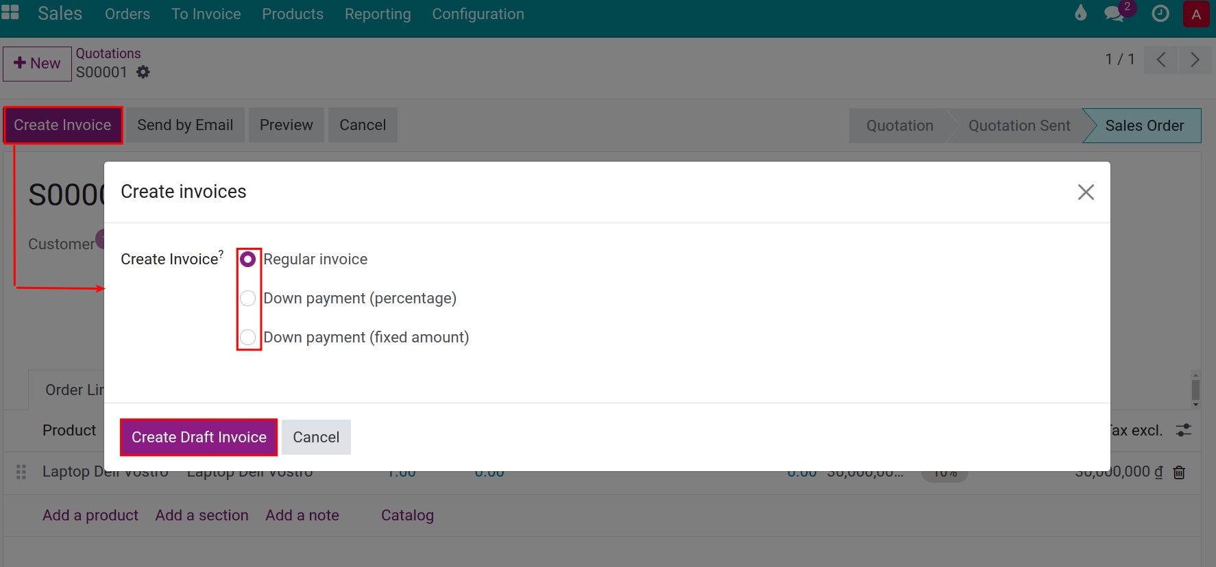 Invoice type - Viindoo accounting software