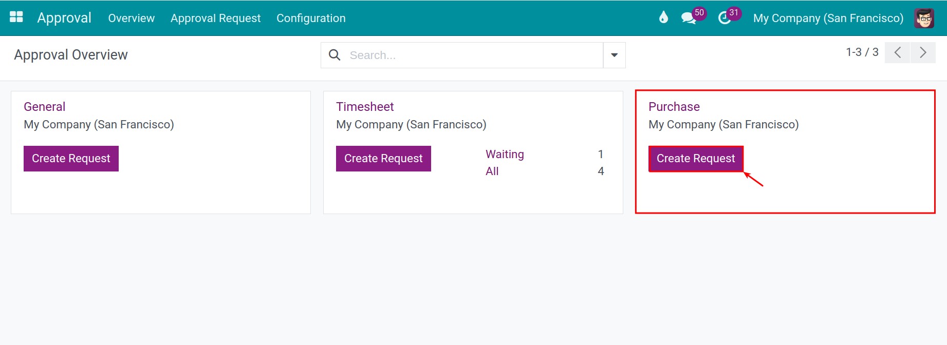 Create a approval request - Viindoo