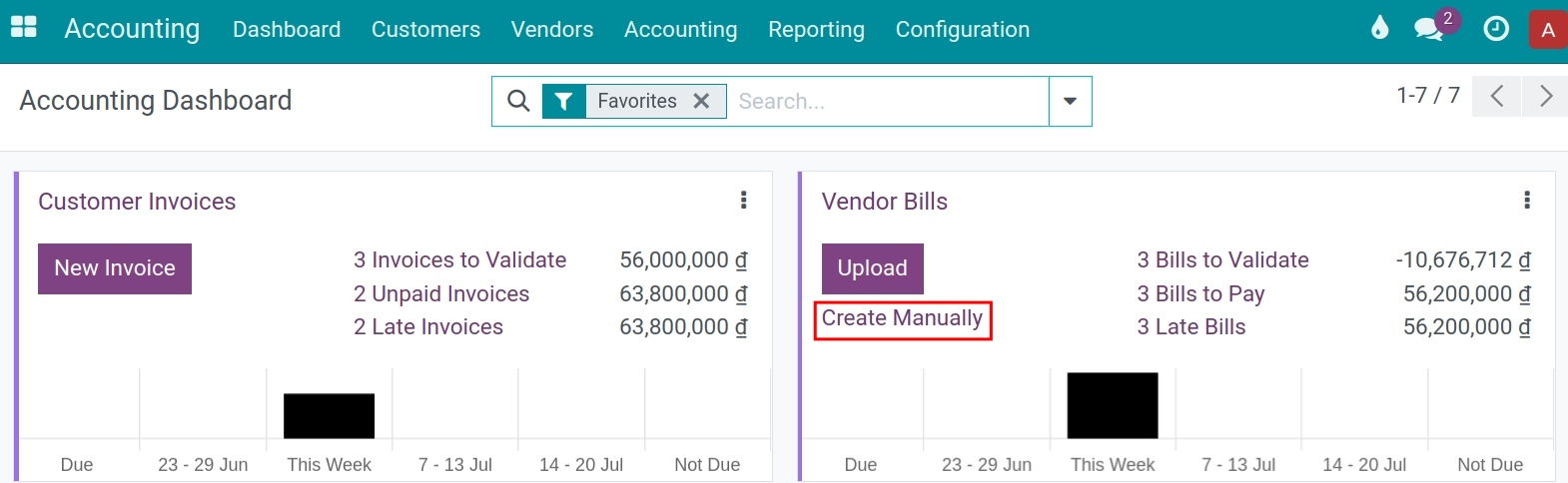 Create a Vendor bill in the Viindoo accounting app