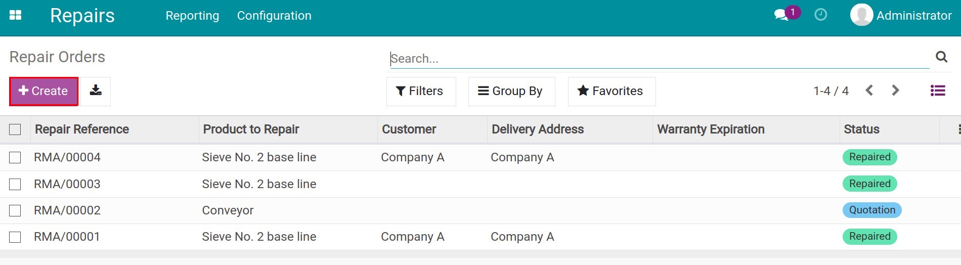 Create a repair order